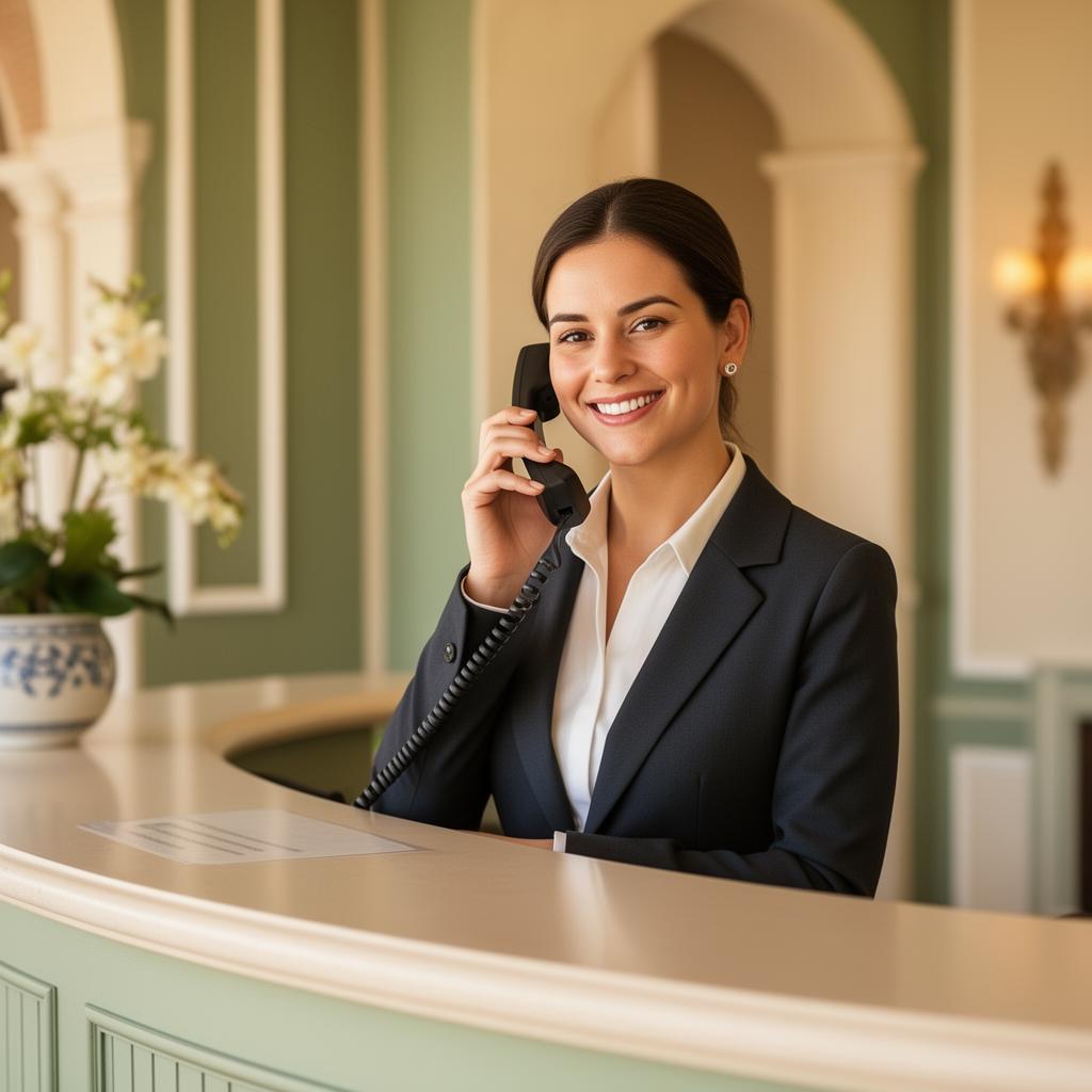 Recepcionista de El Algar atendiendo el teléfono
